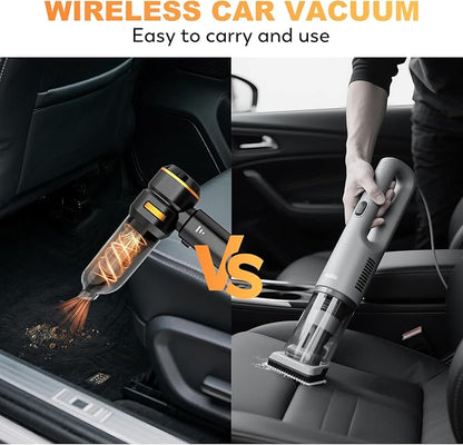 KedeeSparkle Handheld Car Vacuum Cleaner, 4-in-1 Cordless Vacuum Cleaner, 22000 PA High Power Portable Car Vacuum with Brushless Motor, for Home, Office, Camping (Black Golden)