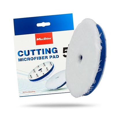 Maxshine 5" Universal Microfiber DA Cutting Pad – High-Performance Polishing Pad for Heavy Defect Removal – Hook & Loop Backing – Ideal for Paint Correction & Auto Detailing