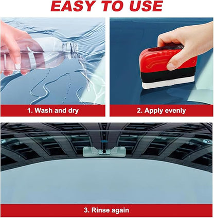 Yee hfafa Oil-Free Car Glass Brushes, Upgrade 2.0 Clear Vision Glass Cleaner, Oil Film Cleaning Brush for Automotive Windows, Clearvision Cars Windshield Cleaner Tool (1set) (1, Red)