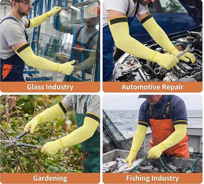 GOL-SIV Cut Resistant Sleeves With Thumb Hole,Thin Skin Arm Protection Sleeves And Bruising, Kevlar Sleeves For Women, Men, Elderly(Yellow,17.7 In)