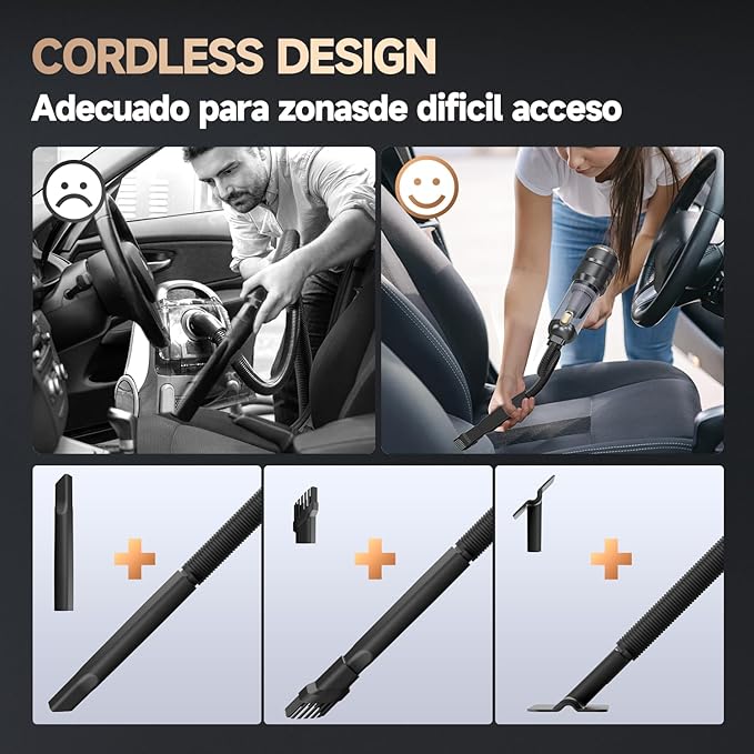 Ytbocar Car Vacuum Portable Cordless, Foldable Handheld Vacuum with Brushless Motor, 22000PA High Power Mini Hand Vacuum Cleaner & Air Blower & Duster & Pump for Home, Pet, Office