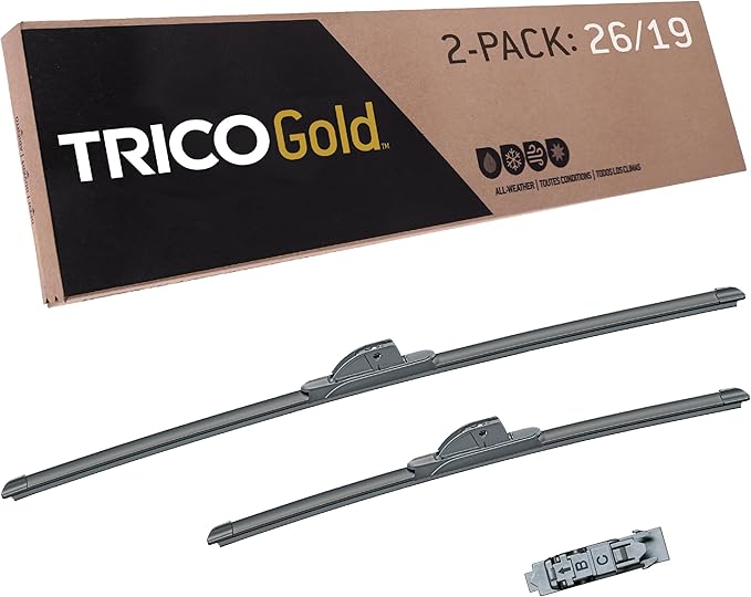 TRICO Gold™ (18-2619) 26 & 19 Inch Automotive Replacement Windshield Wiper Blades Super Premium All Weather Beam Blade for Select Vehicle Models, 2 count (Pack of 1)