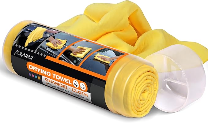 Premium Shammy Towel for Car, Super Absorbent 26""x17"" Large Car Drying Towel, Reusable Soft Car Wash Cloth, Chamois Cloth for Car, Dust Remove, No Scratch/Spot/Streak, Yellow