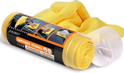 Premium Shammy Towel for Car, Super Absorbent 26""x17"" Large Car Drying Towel, Reusable Soft Car Wash Cloth, Chamois Cloth for Car, Dust Remove, No Scratch/Spot/Streak, Yellow