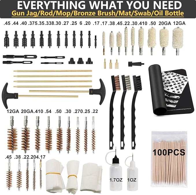 iunio Gun Cleaning Kit, Universal Gun Cleaning Kit for All Caliber Shotgun Pistol Rifle Cleaning Kit with Mat Portable Case