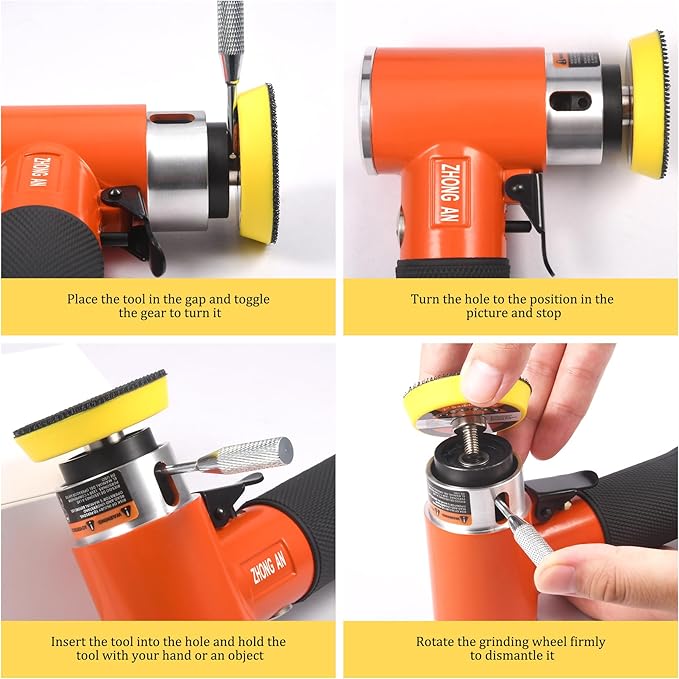 ZHONG AN 2 3-inch Mini Orbital Sander da sander Air Polisher Super Smooth and Eddeless for Auto Body Work,orange