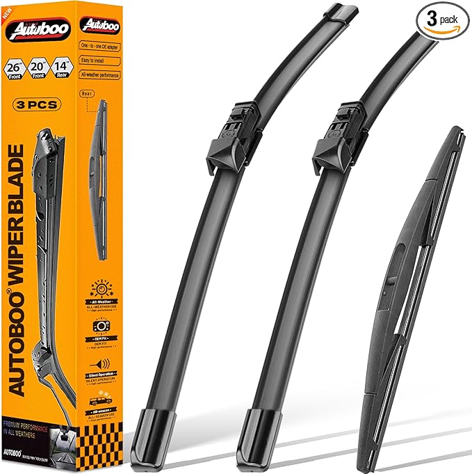 AUTOBOO 26"+20" Windshield Wipers with 14" Rear Wiper Blade Replacement for Subaru Ascent 2019 2020 2021 2022 2023-Original Factory Quality (Pack of 3)