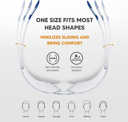 Clear Safety Glasses 24pk, Protective Eyewear UV Protection ANSI Z87.1, Safety Goggles Scratch& Impact Resistant Eye Protection for Men Women Work Construction Lab Clear& Blue Frame