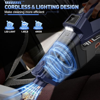 JONYJ Handheld Vacuum Cordless, 16000PA High Power Car Vacuum Cleaner, Portable Hand Held Vacuum Cleaner with LED Light & Multi-Nozzles, Dust Buster Rechargeable for Home, Car, Office, Pet