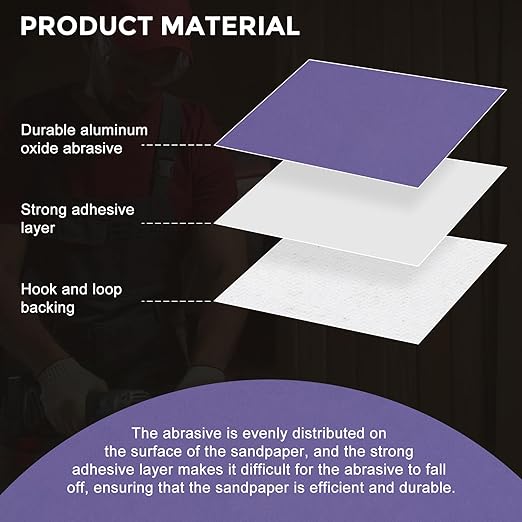 Kozelo 50 Pcs Sanding Discs 6 Inch 2000 Grit Hook and Loop Random Orbital Sandpapers Suitable for Drywall Sander Wood Metal Furniture, Purple