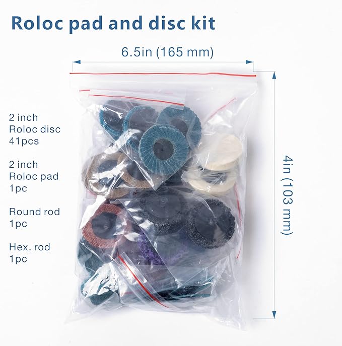 44Pcs Roll Lock 2 inch Sanding Discs Set, Surface Conditioning Disc, Quick Change Disc with 1/4 inch Holder for Die Grinder Sanding Disc Surface Strip Grind Polish Burr Paint Removal