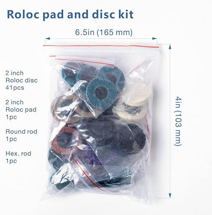 44Pcs Roll Lock 2 inch Sanding Discs Set, Surface Conditioning Disc, Quick Change Disc with 1/4 inch Holder for Die Grinder Sanding Disc Surface Strip Grind Polish Burr Paint Removal