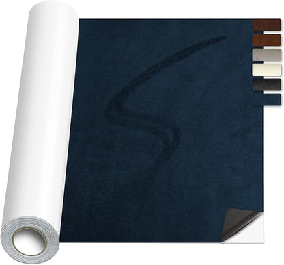 Suede Repair Patch, Large Faux Suede Leather Fabric，Self-Adhesive Fabric Patches for Furniture, Couch, Sofa, Car Interior, Shoes, Hand Bag, Jewelry Boxes ﻿ (Blue, 8x79 inch)
