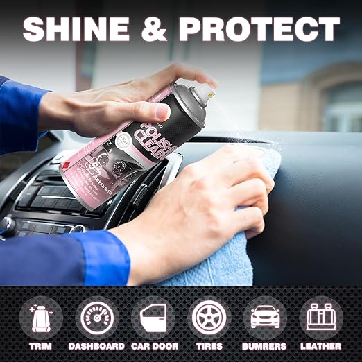Donkeypro Polishing Cleaner, Car Interior Cleaner - Restores & Protects Plastic, Vinyl, Leather Seats, Dashboard - UV Guard, Anti-Aging, Interior Detailer Spray with Iron Can - 15 Fl Oz