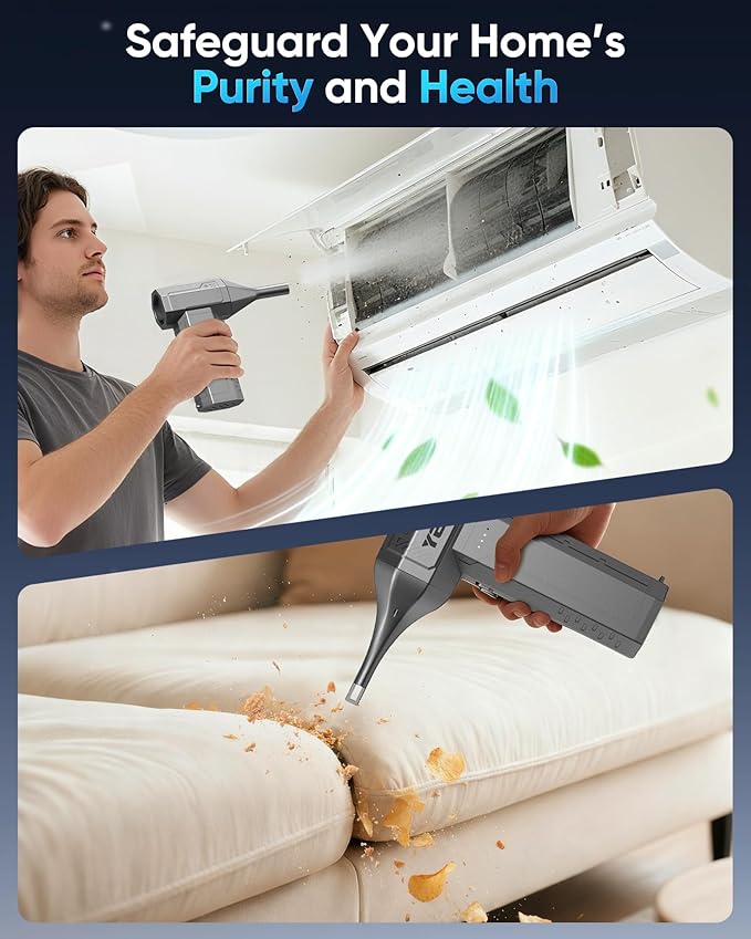 Compressed Air Duster, 300000 RPM & 400 G Wind Pressure, 10000 mAh Battery with Fast Charging, 4-Gear Electric Air Duster Rechargeable, Electric Duster Mini Blower with LED Light for Cleaning