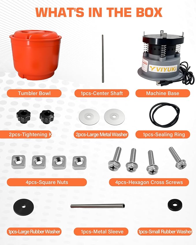 VIYUKI 9LBS Vibratory Tumbler Polishing Machine for Rocks/Metal Parts/Screw(with 3LB walnut shell media)