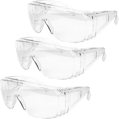 Aqulius Safety Glasses Over Eyeglasses - Shatter-Resistant Protective Eyewear - Anti-Fog & Scratch-Resistant Safety Glasses - Ergonomic Side Shields for Eye Protection - Pack of 3, Unisex