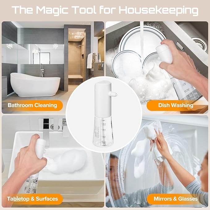 Airversa Electric Foaming Shampoo Dispenser with Hair Scalp Massager Brush 1100mAh IPX8 Shampoo Foamer for Woman Men Baby Kid Dog Cat ES1-White Kit