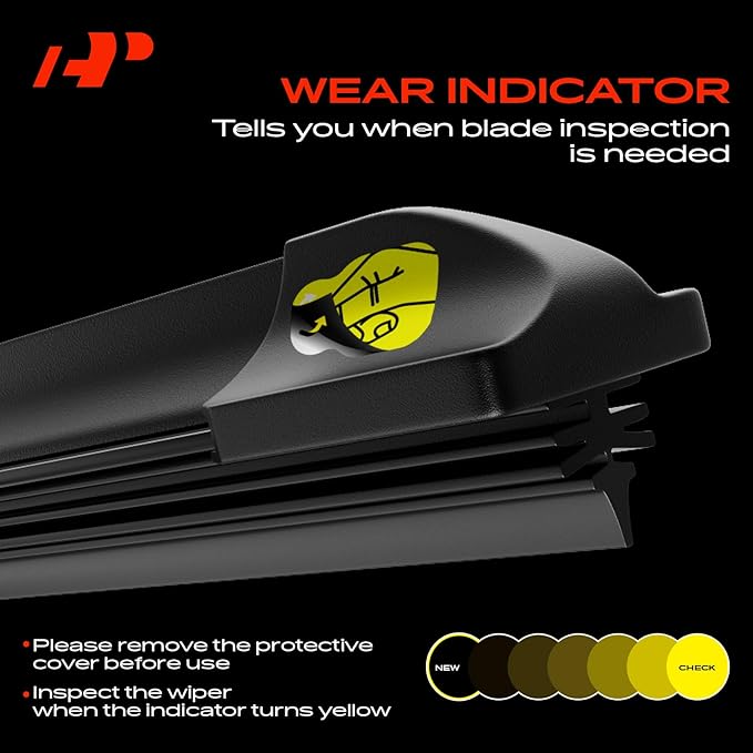 A-Premium Pack of 2 Windshield Wiper Blades with Wear Indicator & Towel - Compatible with Dodge Sprinter 2500/Sprinter 3500 & Freightliner Sprinter 2500/3500-26" and 24", TL2 Connector