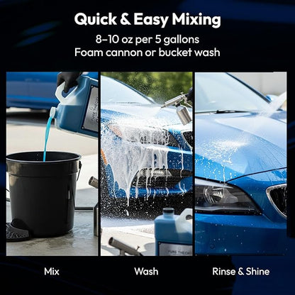 Car Whisperer – Premium Car Wash Soap 128 fl oz | High-Foam, pH-Balanced Formula | Streak-Free Shine | Protects Wax and Coatings | Safe for All Finishes | MADE IN USA