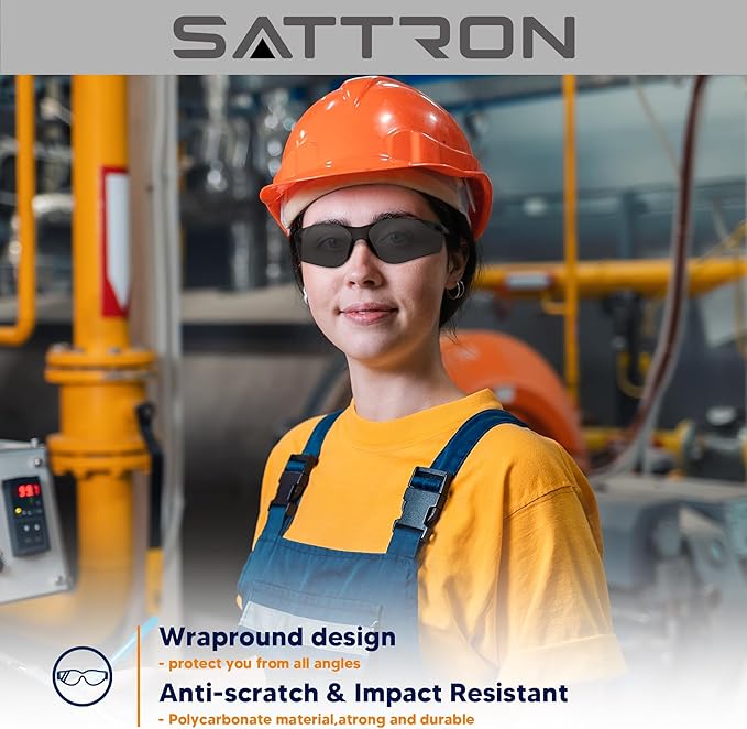 SATTRON Tinted Safety Glasses Bulk 24 Pack, UV Protective Safety Sunglasses for Men Women, ANSI Z87.1 Scratch & Impact Resistant Eye Protection, Ideal for Construction, Shooting, Lab