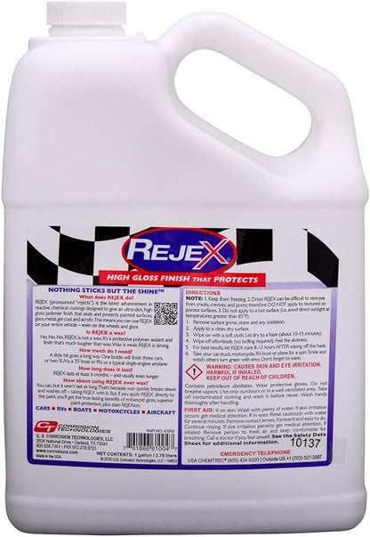 Corrosion Technologies RejeX 61004 (1 gallon) – High Gloss Finish That Protects | For All Vehicles | Synthetic Paint and Surface Sealant | Last 2X Longer Than Any Wax | Nothing Sticks But The Shine!™