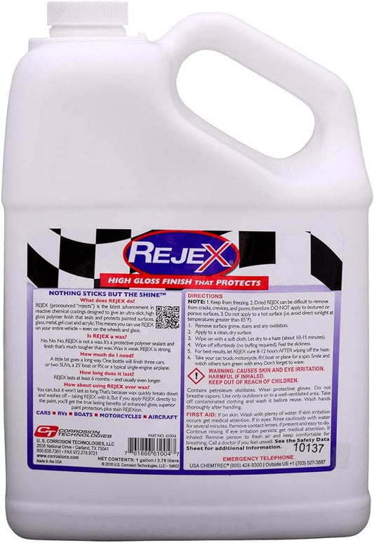 Corrosion Technologies RejeX 61004 (1 gallon) – High Gloss Finish That Protects | For All Vehicles | Synthetic Paint and Surface Sealant | Last 2X Longer Than Any Wax | Nothing Sticks But The Shine!™