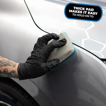 The Rag Company - Ultra No Soak Coating Applicator - Ultra Blue and Ice Grey - 6 Pack - 3 Inch by 5 Inch Applicator Sponge