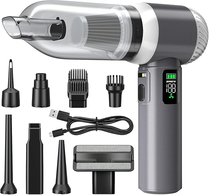 Clicar Handheld Vacuum Cordless, Suction/Blow 2 in 1 Cordless Vacuum Cleaner, 100W Large Suction brushless Motor Vacuum Cleaners for Home.Vacuum Cleaner for Car, Home, Pet Hair, Office, Keyboards.