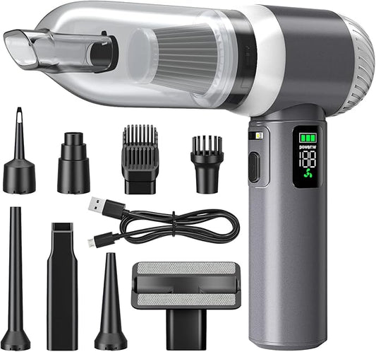 Clicar Handheld Vacuum Cordless, Suction/Blow 2 in 1 Cordless Vacuum Cleaner, 100W Large Suction brushless Motor Vacuum Cleaners for Home.Vacuum Cleaner for Car, Home, Pet Hair, Office, Keyboards.
