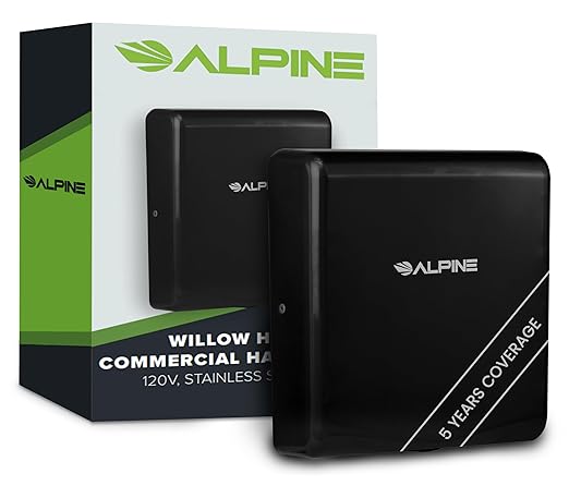 Alpine Hand Dryers for Bathrooms Commercial Extreme Speed Automatic Electric Hand Dryer for Home Bathroom/Restaurant with HEPA Filter, Heat & Speed Control - ADA Compliant (120v Black)