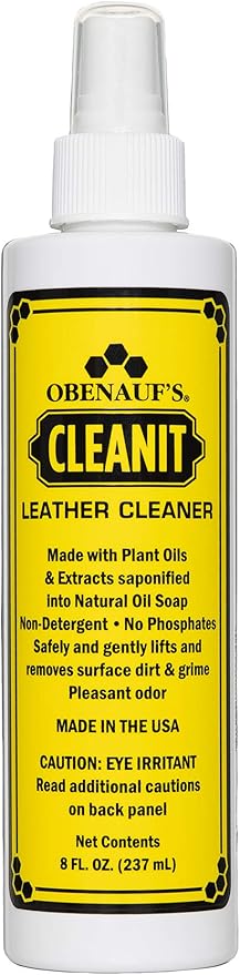 Obenauf's Cleanit Leather Cleaner - Natural Plant Oil Leather Cleaner for Boots, Furniture and Car Interior - Safe and Gentle Non-Detergent Oil Liquid Soap - Ready-to-use 8oz Spray Bottle