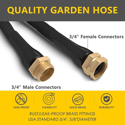 ACOVER Anti-Kink 100FT Non-Expanding Garden Hose, Flexible and Tough, Lightweight and Sturdy for Outdoor, Yard, Lawn, Car Wash, Marine, and Camper Use,and All-Season Use. U.S Standards Brass Fitting