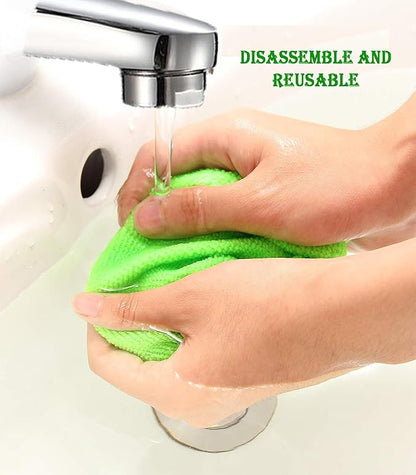 Windshield Window Cleaner Tool, Windshield Cleaner Car Windshield Cleaning Tool with Reusable Microfiber Pads Glass Wiper Kit with Extendable Handle Car Window Cleaner for Car Cleaning (1, Green)