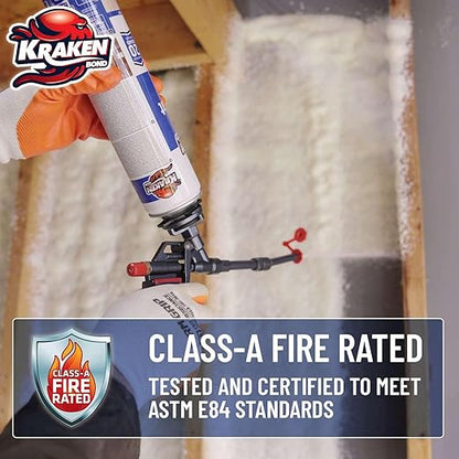Kraken Bond Fastcoat Fire Rated Spray Foam Insulation (6x27.1 oz.) (R-Value 11.32 / 2in) Closed Cell Expanding Foam - Heat and Acoustic Insulation, Gun & Cleaner Not Includes, 120 Board Ft, 6 Pack