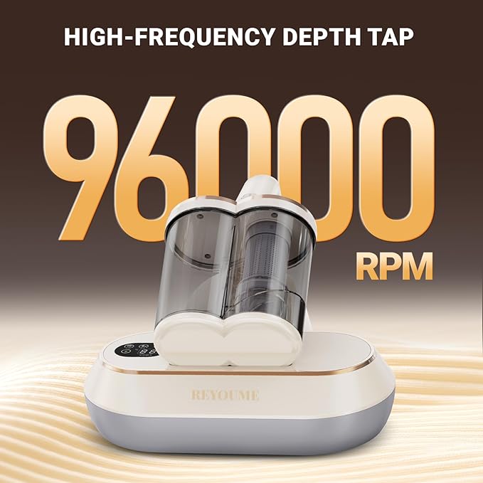 ReYoume Mattress Vacuum Cleaner 13Kpa Bed Vacuum Cleaner with 253.7nm UV-C Light 149℉ Heating Dual Cup Widen Suction Port Handheld Vacuums for Bed, Sofa, Couch(White)