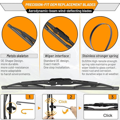AUTOBOO 26"+14" Windshield Wipers with 10" Rear Wiper Blades Replacement for Chevrolet Trax 2013-2021 2022 2023,Buick Encore 2013-2022,Opel Mokka 2012-2020 -Original Factory Quality (Pack of 3)