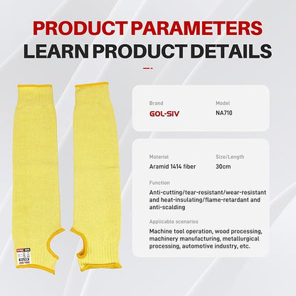 GOL-SIV Cut Resistant Sleeves With Thumb Hole,Thin Skin Arm Protection Sleeves And Bruising, kevlar Sleeves For Women, Men, Elderly(Yellow,11.8 in)