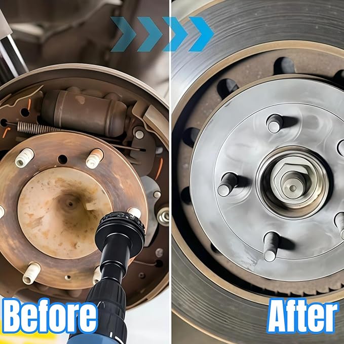 Wheel Hub Cleaning Tool Kit, Professional Brake Hub & Wheel Stud Cleaner with 8 Grinding Heads, Rust Removal & Resurfacing Kit for Car, Truck and SUV Maintenance, Fits Power Drill