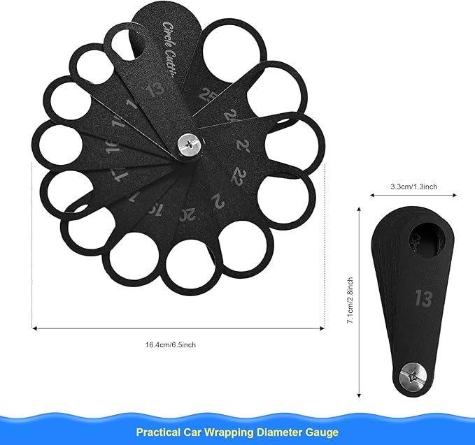 NEWISHTOOL Vinyl Wrap Tool Kit with 13-25mm Circle Template for Parking Sensor Cut, Precision Craft Cutter and Spare Razor Blade, Round Head Micro Squeegee, Car Wrapping Tool for PPF Installing