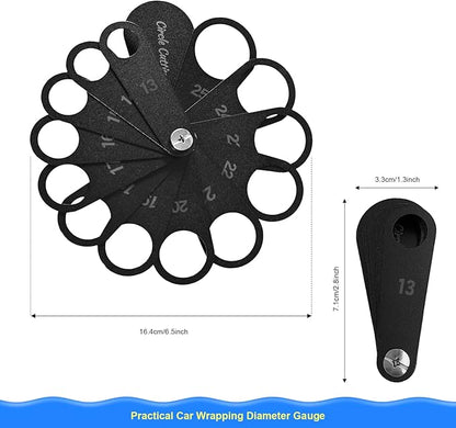 NEWISHTOOL Vinyl Wrap Tool Kit with 13-25mm Circle Template for Parking Sensor Cut, Precision Craft Cutter and Spare Razor Blade, Round Head Micro Squeegee, Car Wrapping Tool for PPF Installing