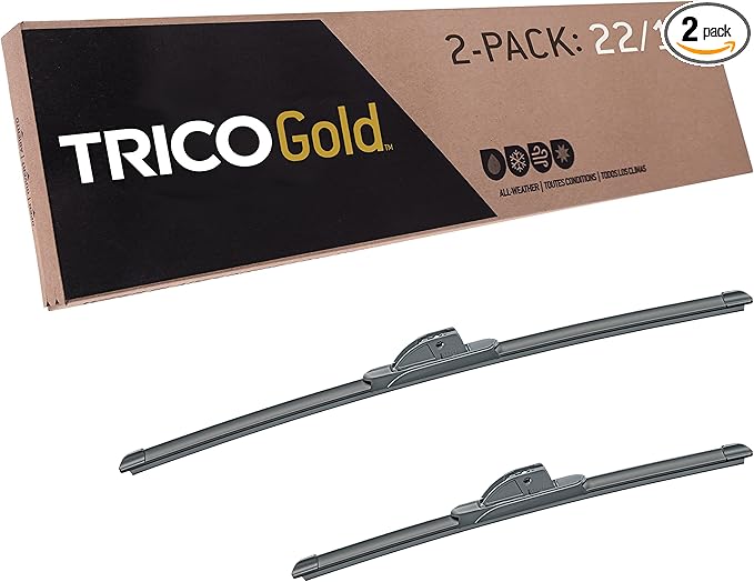 TRICO Gold™ (18-2216) 22 & 16 Inch Pack of 2 Automotive Replacement Windshield Wiper Blades Premium All Weather Beam Blade for Select Vehicle Models