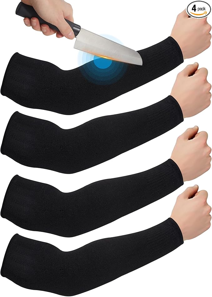 Geyoga 2 Pairs Arm Sleeves Guards Arm Protectors for Thin Skin and Bruising Protective Cut Resistant Sleeves for Men Women(Medium,Hppe,Black)