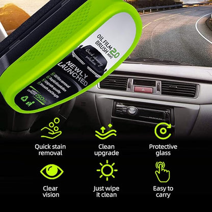 FAIRYTALESPACE Automotive Oil Film Cleaning Brush, Car Glass Oil Film Cleaner - Efficient Windshield Cleaner with Fog Prevention and Clarity Enhancement (2pcs, Green)