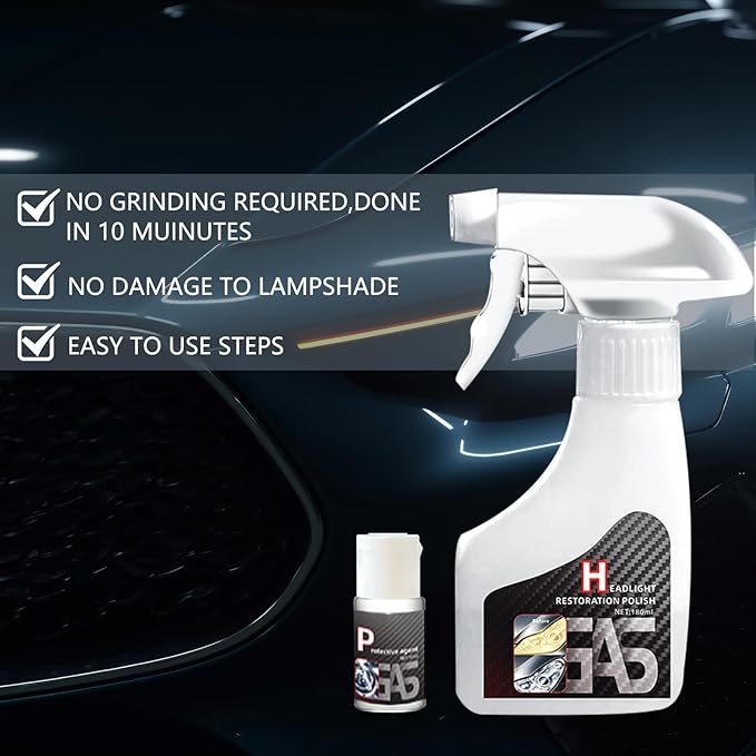Nmoiat Headlight Restoration Kit, Automotive Headlight Cleaner Polishing Kits, Headlamp Repair Polisher Cleaning Kits Ceramic Coating Spray Head Light Restoring Kit for All Vehicle Types