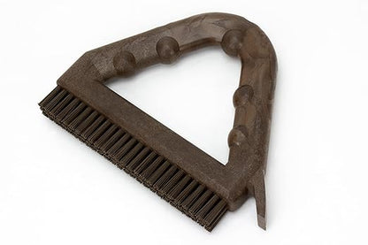 SPARTA Plastic Commercial Grout Brush, Triangle-Shaped Scrub Brush with Scraper and Two Threaded Holes for Attaching Handle (Sold Separately), 9 x 7 x 7 Inches, Brown