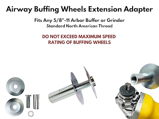 LINE10 Tools 8-inch Airway Buffing Wheel Kit with Three-Step Compound and Angle Grinder Buffer Extension Adapter for Polishing Hard Metals