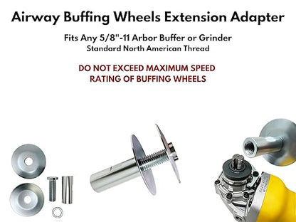 LINE10 Tools 8-inch Airway Buffing Wheel Kit with Three-Step Compound and Angle Grinder Buffer Extension Adapter for Polishing Hard Metals