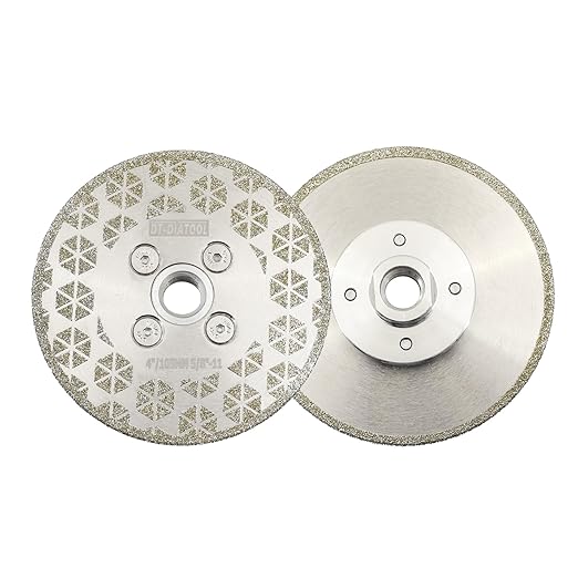 DT-DIATOOL Diamond Blade 4" x 5/8" Thread Flange 2-Pack - Single Side Electroplated Diamond Cutting and Grinding Disc for Granite Marble Natural Stone Tiles