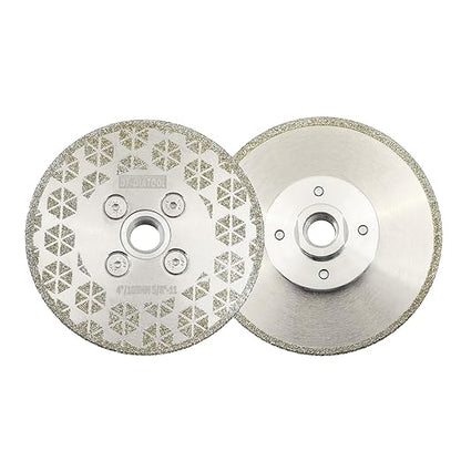 DT-DIATOOL Diamond Blade 4" x 5/8" Thread Flange 2-Pack - Single Side Electroplated Diamond Cutting and Grinding Disc for Granite Marble Natural Stone Tiles